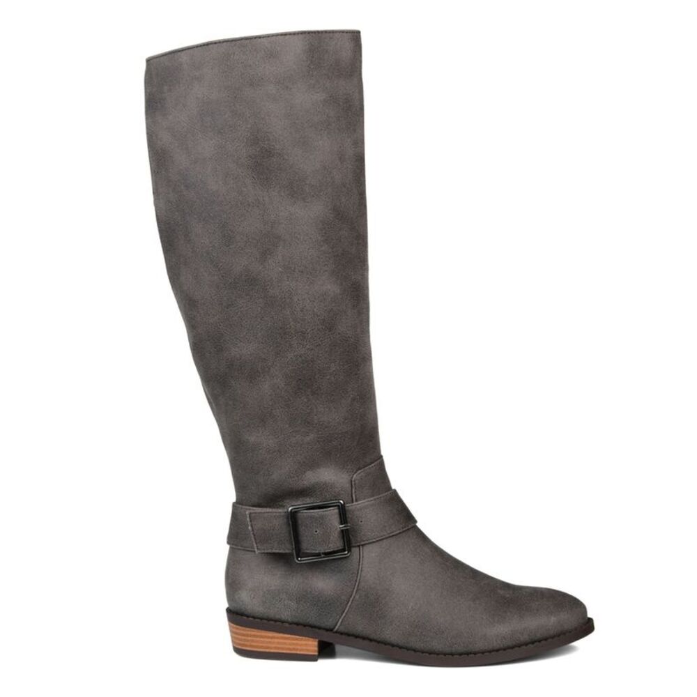 JOURNEE COLLECTION Womens Gray Wide Calf Winona Block Heel Riding Boot 5.5 M WC - Picture 2 of 4